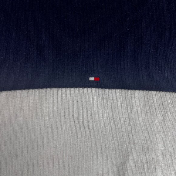 Tommy Hilfiger Mens Colorblock Crewneck Sweater XL Premium Cotton Navy White Red - Picture 7 of 11